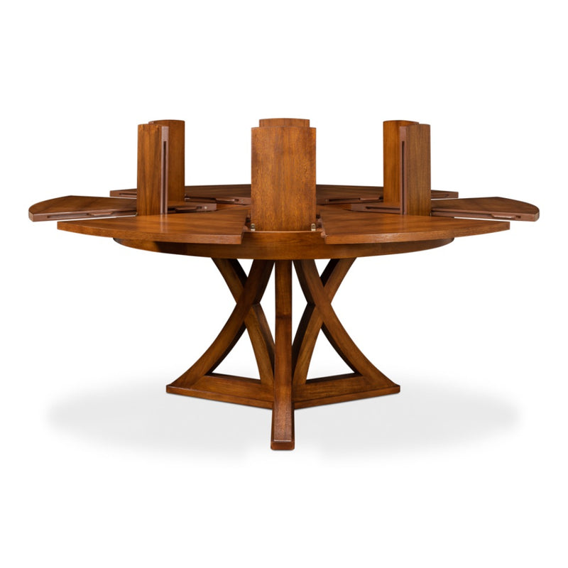 round Jupe dining table medium concave legs tobacco finish