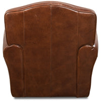 brown leather swivel club chair nail heads