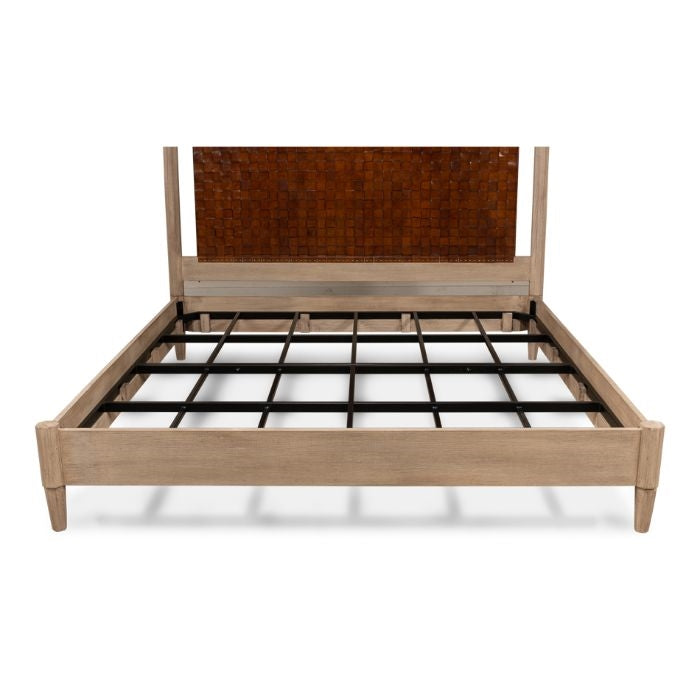 woven leather headboard king bed
