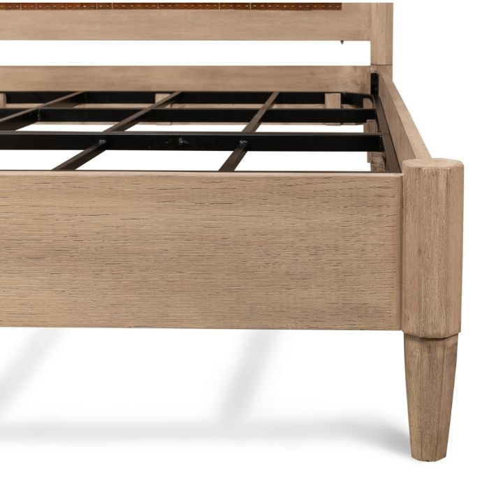 woven leather headboard king bed