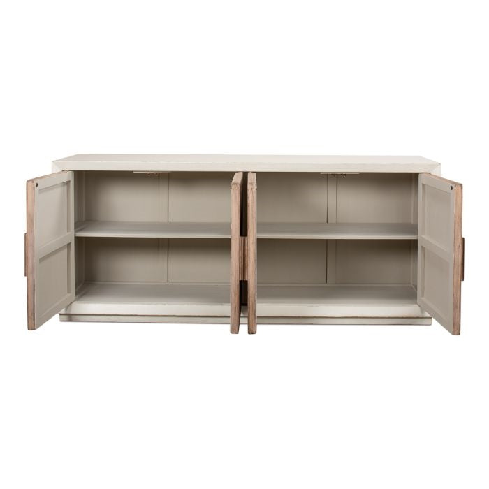 antique white and weathered reclaimed pine sideboard cabinet