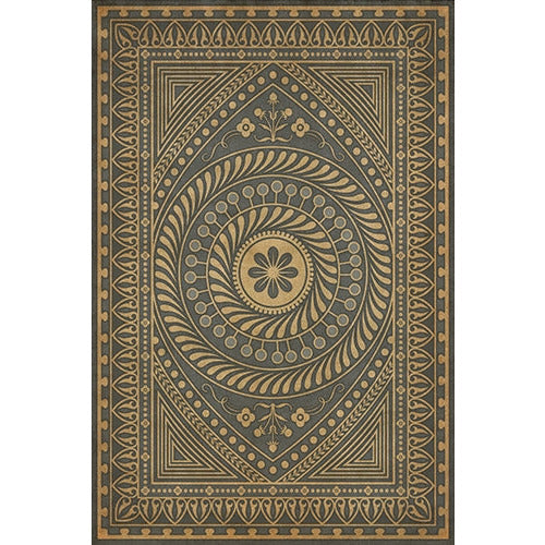 vinyl floor mat flower tile pattern yellow gray