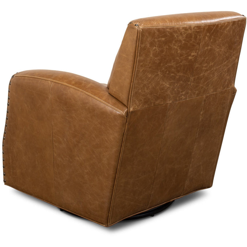 brown leather lounge swivel chair
