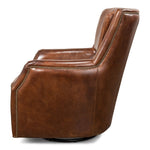 brown leather swivel armchair