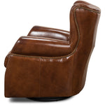 brown leather swivel wing chair