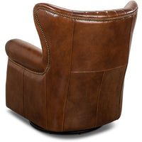 brown leather swivel wing chair
