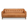 tan leather tufted sofa whitewash oak base