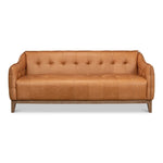 tan leather tufted sofa whitewash oak base