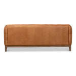 tan leather tufted sofa whitewash oak base