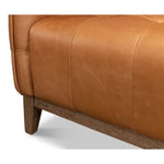 tan leather tufted sofa whitewash oak base