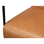 tan leather armchair black iron frame 