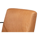 tan leather armchair black iron frame 