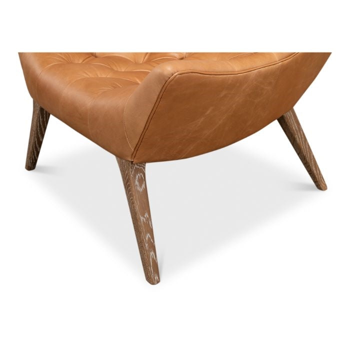 tan leather tufted lounge chair contemporary