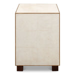 off-white shagreen leather 3-drawer side table nightstand