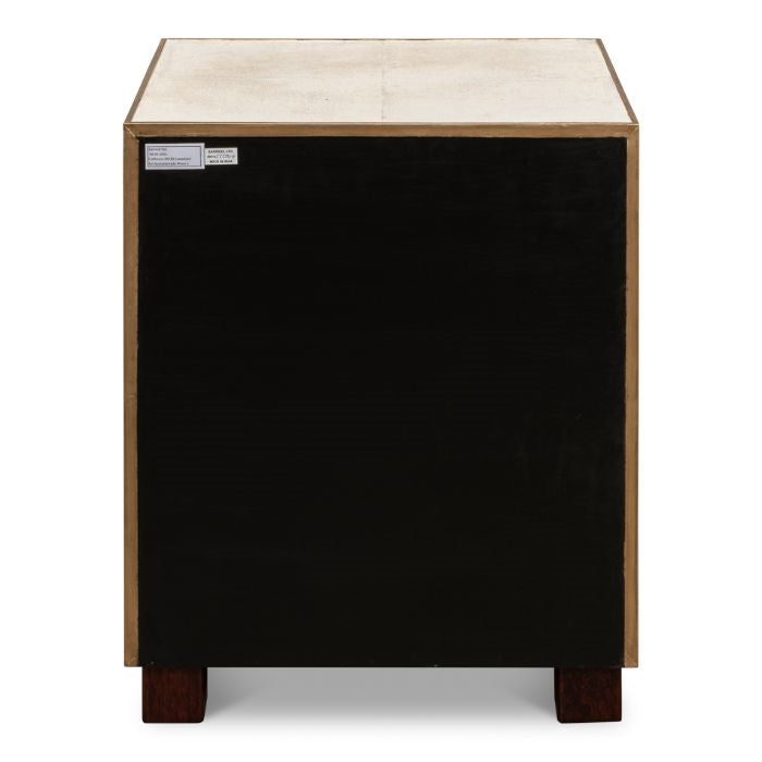 off-white shagreen leather 3-drawer side table nightstand