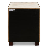 off-white shagreen leather 3-drawer side table nightstand