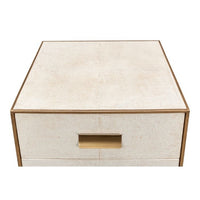 off-white shagreen leather 3-drawer side table nightstand