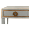 Storm grey shagreen leather 3-drawer desk table Gold leather trim