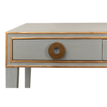 Storm grey shagreen leather 3-drawer desk table Gold leather trim