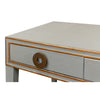 Storm grey shagreen leather 3-drawer desk table Gold leather trim