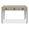 Storm grey shagreen leather 3-drawer desk table Gold leather trim