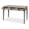 Storm grey shagreen leather 3-drawer desk table Gold leather trim