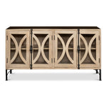 sideboard cabinet black tan industrial contemporary iron wood