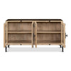 sideboard cabinet black tan industrial contemporary iron wood