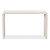 textured ivory pine console table waterfall style