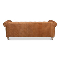 Tan leather studded couch