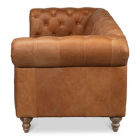 Tan leather studded couch