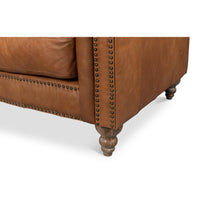 Tan leather studded couch