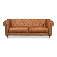 Tan leather studded couch