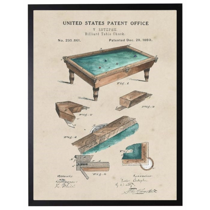 pool table patent wall art