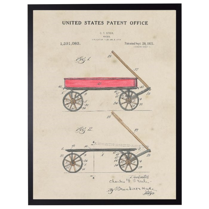 red wagon patent vintage wall art