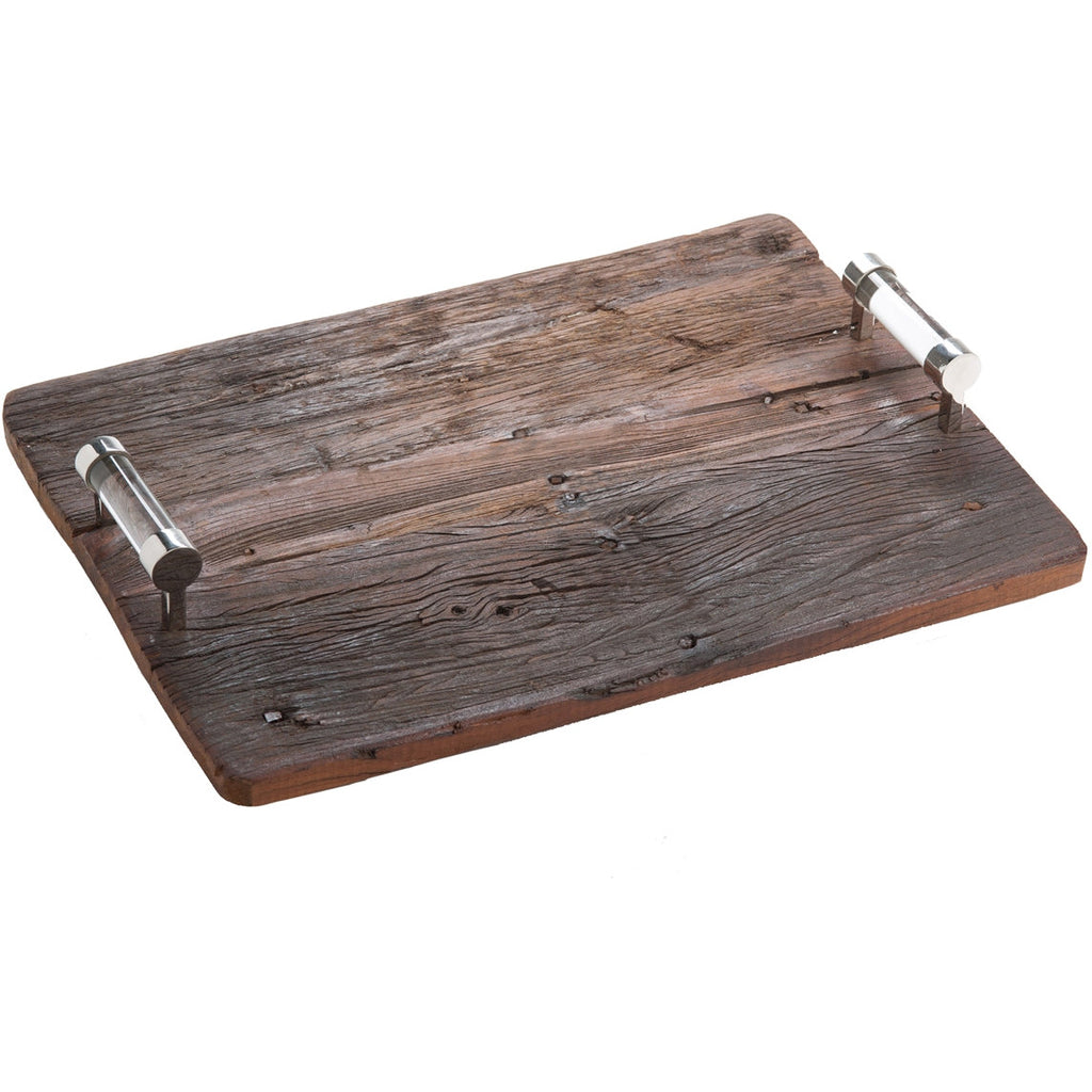 wood tray reclaimed glass handles