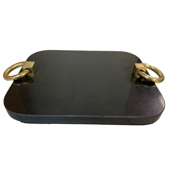black granite tray brass handles