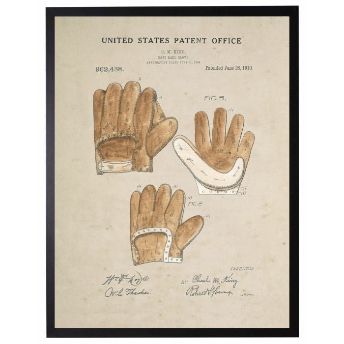 baseball glove patent watercolor art