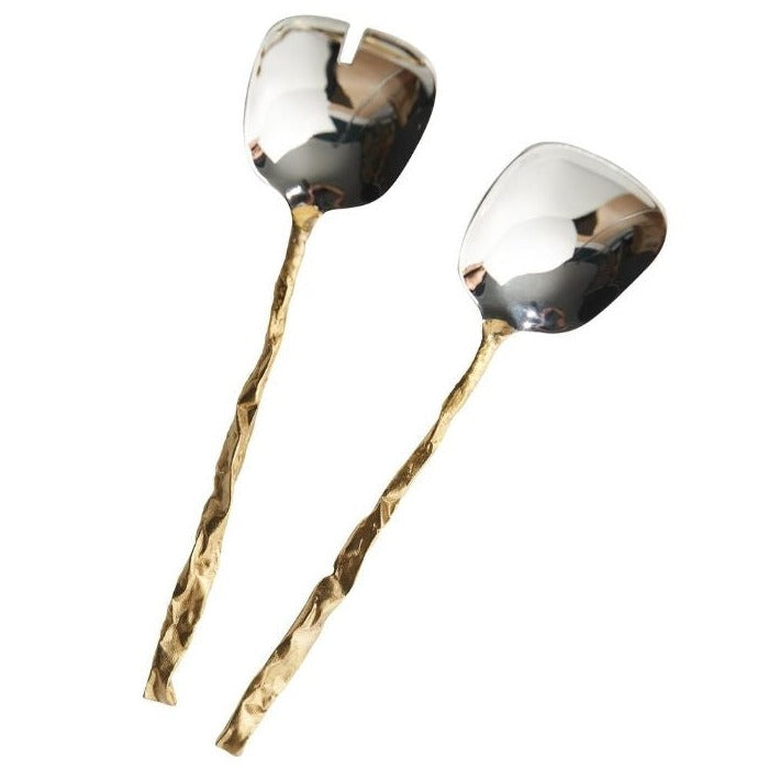 salad serving set crushed brass gold silver
