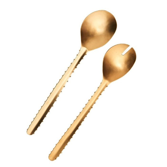 salad servers gold cactus dots