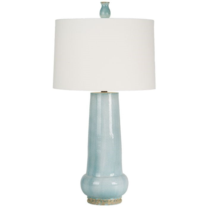 sky blue table lamp round white shade natural