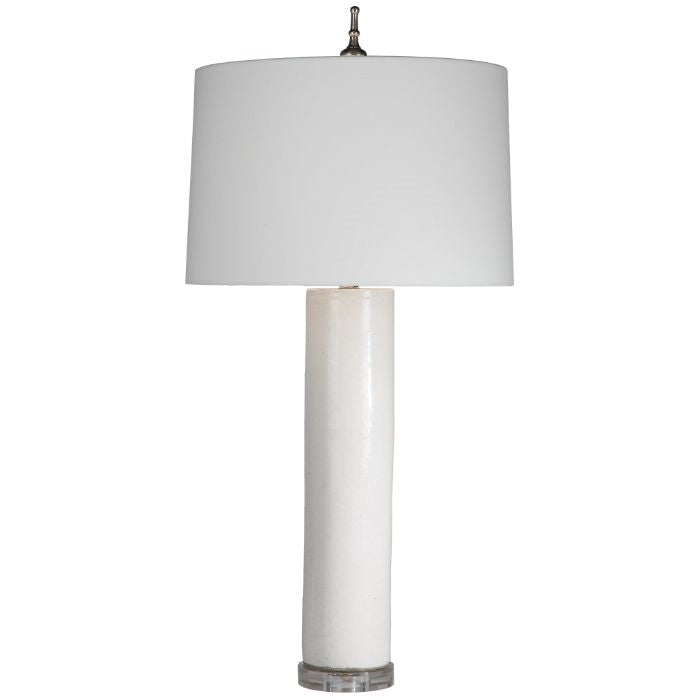 cream table lamp porcelain white shade pewter finial