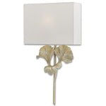 distressed silver leaf body off white square shade wall sconce