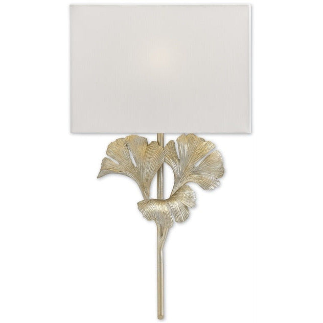 distressed silver leaf body off white square shade wall sconce