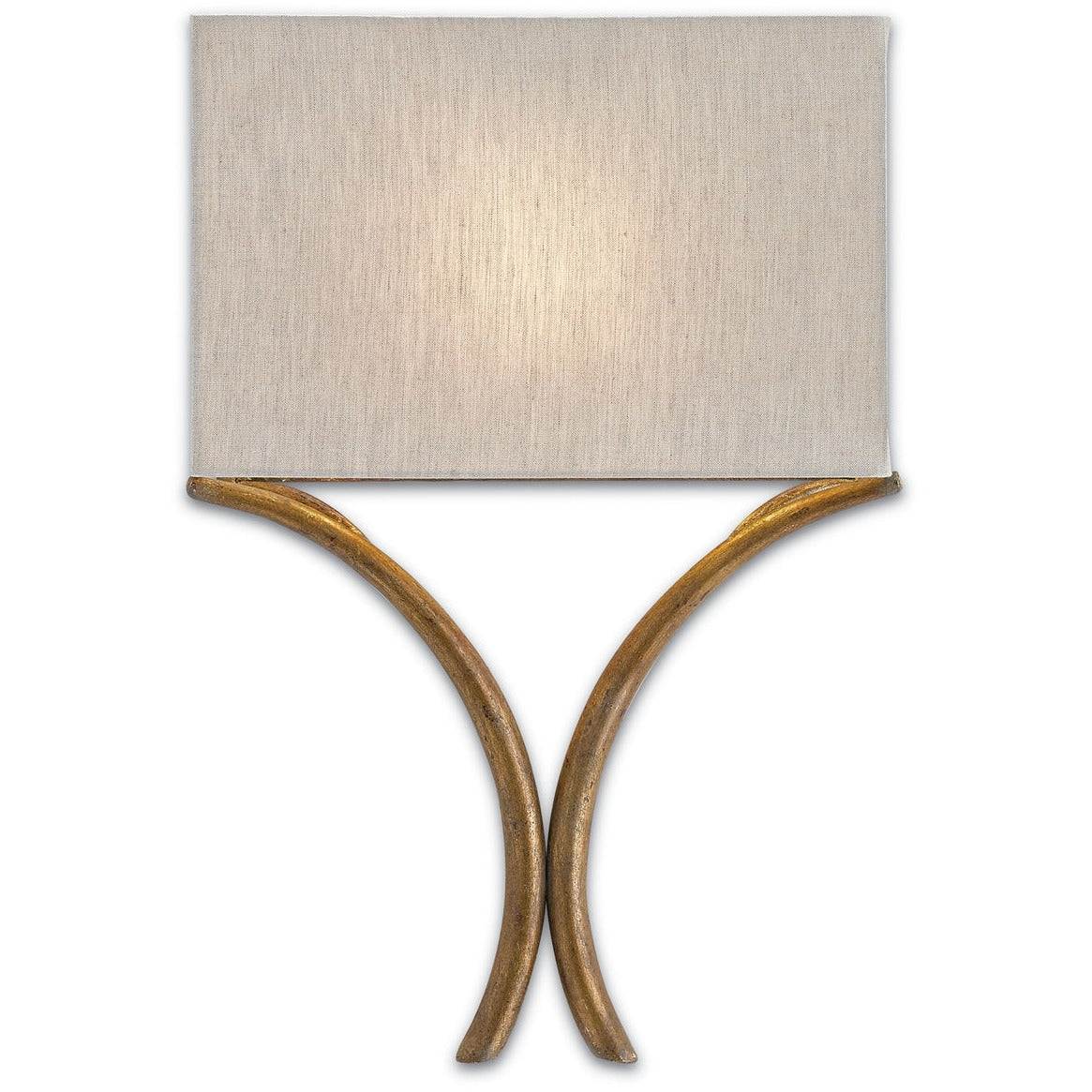 iron gold leaf wall sconce natural linen shade