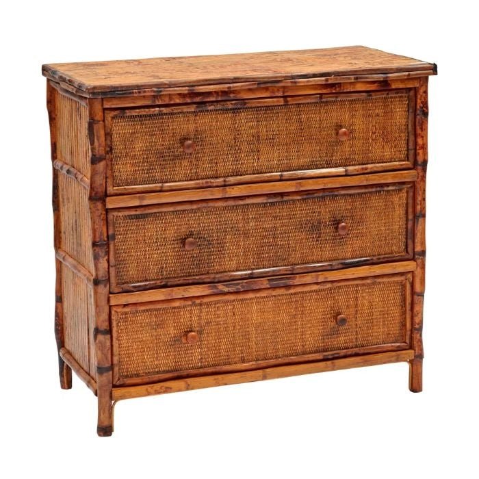 Tortoise Shell Bamboo + Rattan Bachelor Chest