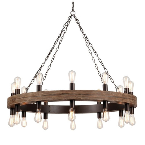 round rustic reclaimed wood round chandelier