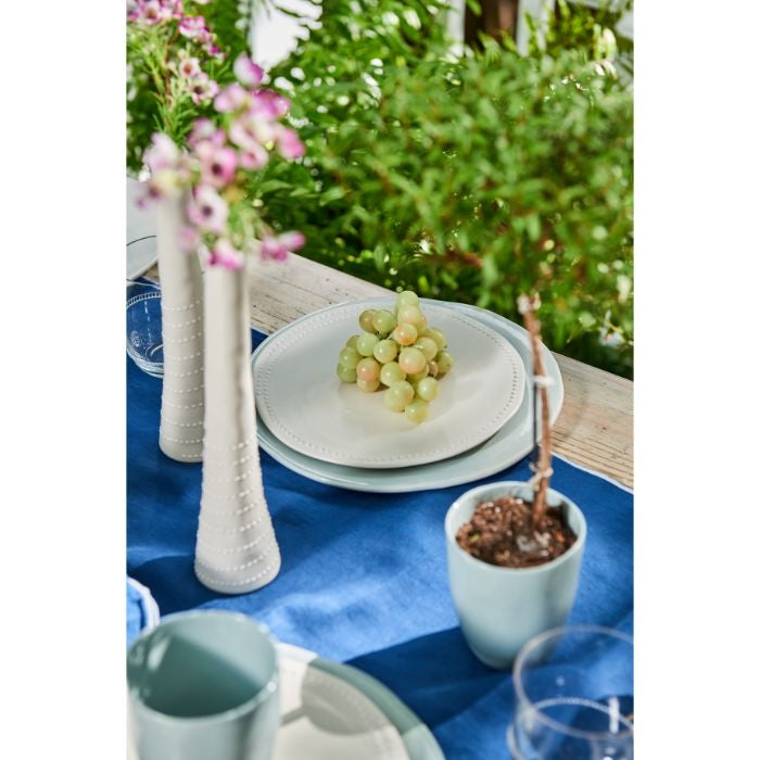 dessert plate set stoneware off white matte dot edge