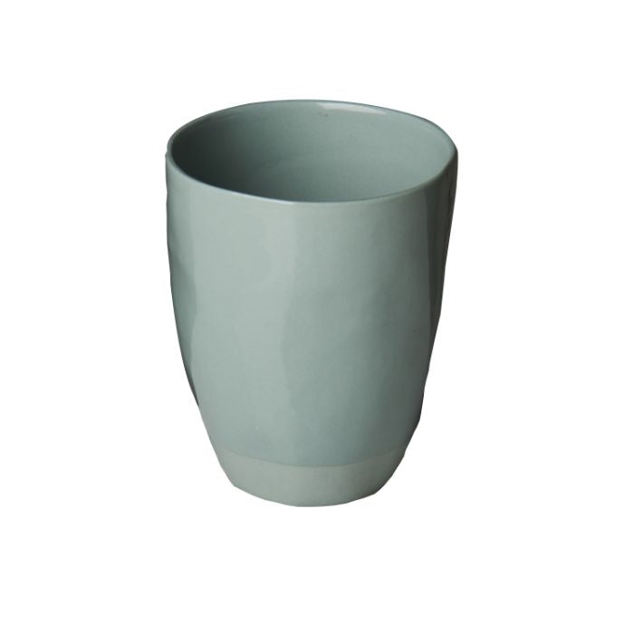light blue gray stoneware mug shiny
