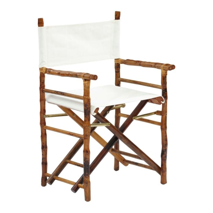 folding directors chair tortoise matt finish white sling seat